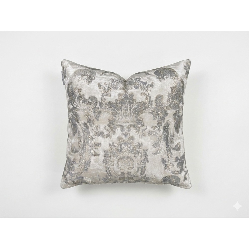 Isabella Collection byKathy Fielder Luxury Damask Decorative Pillow 26x26 Silver